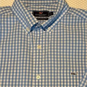 Vineyard Vines Tucker Light Blue Checkered Shirt, Large